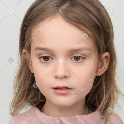 Neutral white child female with medium  brown hair and brown eyes