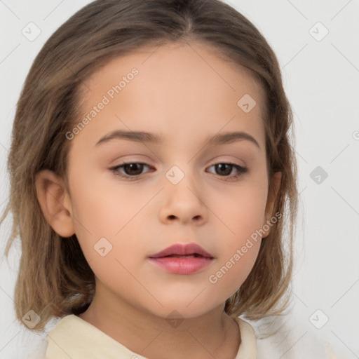 Neutral white child female with medium  brown hair and brown eyes