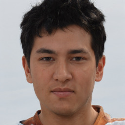 Neutral asian young-adult male with short  brown hair and brown eyes