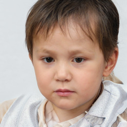 Neutral white child female with short  brown hair and brown eyes