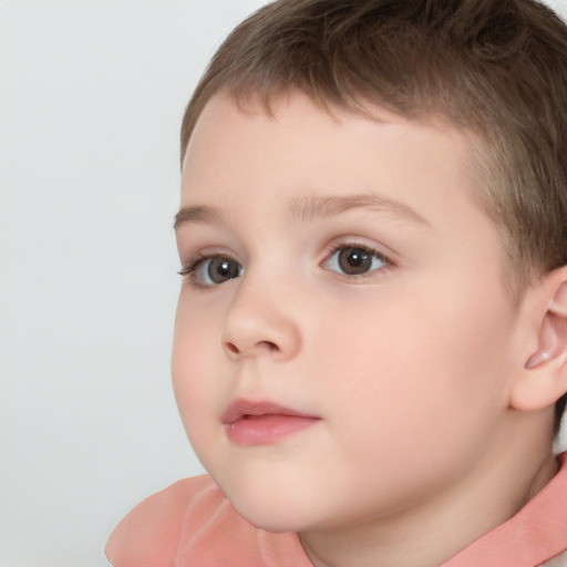 Neutral white child male with short  brown hair and brown eyes