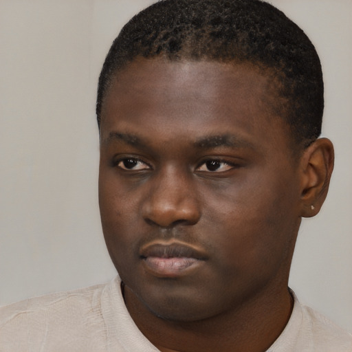 Neutral black young-adult male with short  brown hair and brown eyes