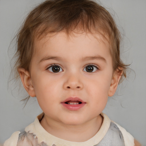 Neutral white child male with medium  brown hair and brown eyes