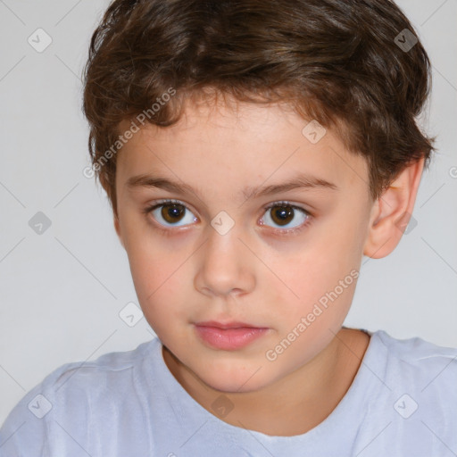 Neutral white child male with short  brown hair and brown eyes