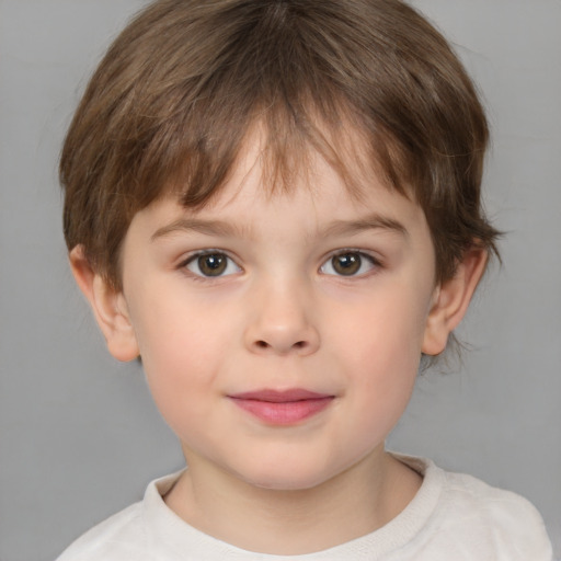 Neutral white child female with short  brown hair and brown eyes