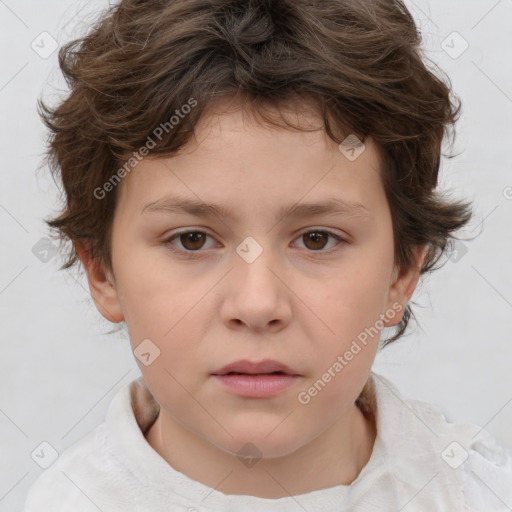 Neutral white child female with short  brown hair and brown eyes