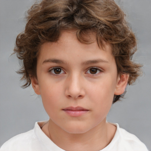 Neutral white child female with short  brown hair and brown eyes