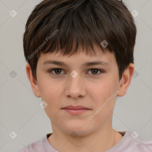 Neutral white child male with short  brown hair and brown eyes