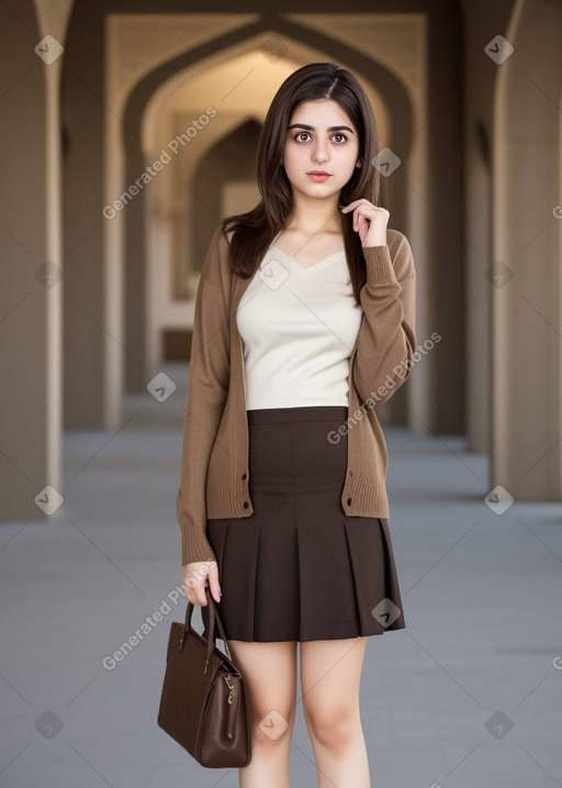 Iranian young adult female with  brown hair