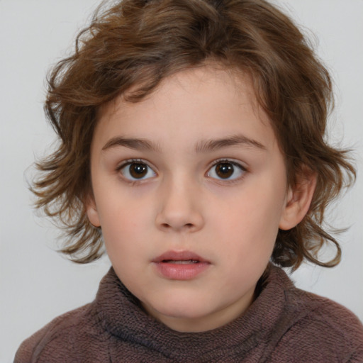 Neutral white child female with medium  brown hair and brown eyes