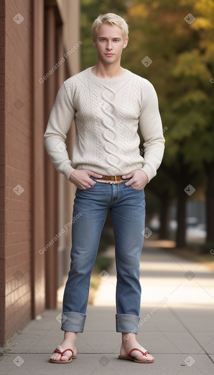 Caucasian adult male with  blonde hair