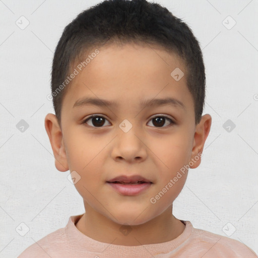 Neutral white child male with short  brown hair and brown eyes