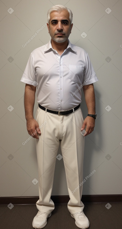 Iraqi middle-aged male with  white hair