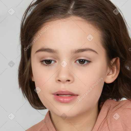 Neutral white child female with medium  brown hair and brown eyes