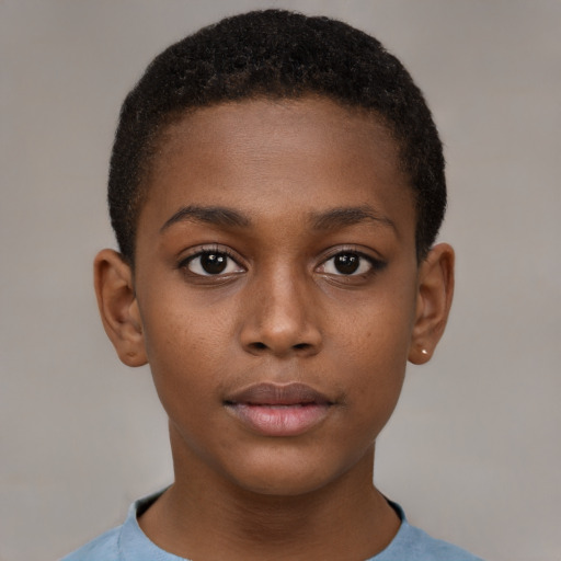 Neutral black child female with short  brown hair and brown eyes