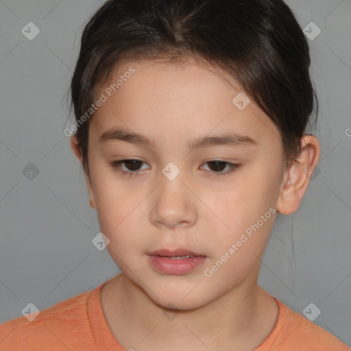 Neutral white young-adult female with short  brown hair and brown eyes