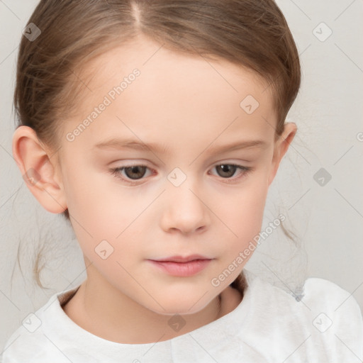 Neutral white child female with medium  brown hair and brown eyes