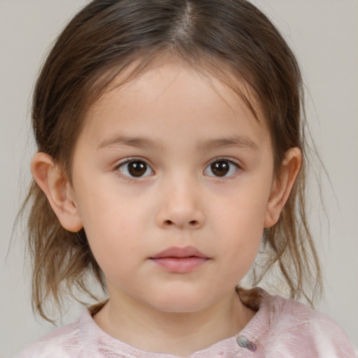 Neutral white child female with medium  brown hair and brown eyes