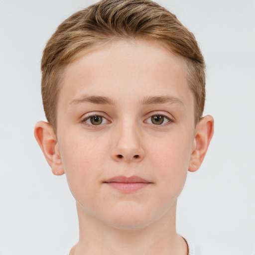 Neutral white young-adult female with short  brown hair and brown eyes