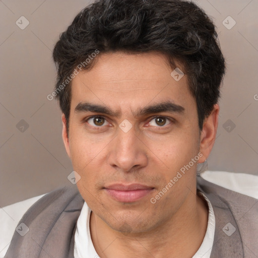 Neutral white adult male with short  brown hair and brown eyes