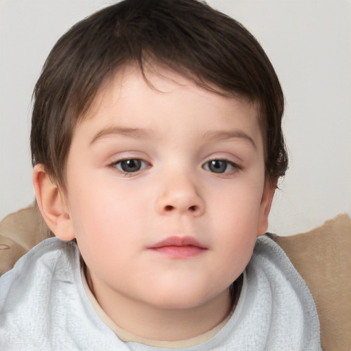 Neutral white child female with short  brown hair and brown eyes