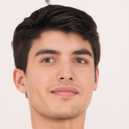 Neutral asian young-adult male with short  brown hair and brown eyes