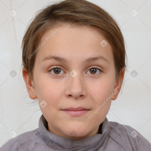 Neutral white child female with short  brown hair and brown eyes