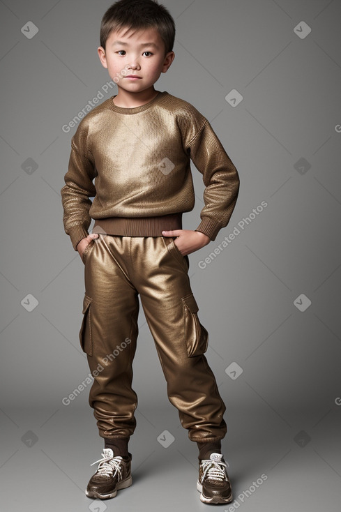 Mongolian child boy with  brown hair