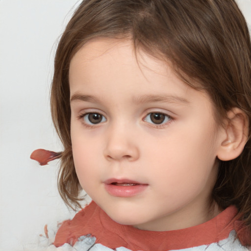 Neutral white child female with medium  brown hair and brown eyes