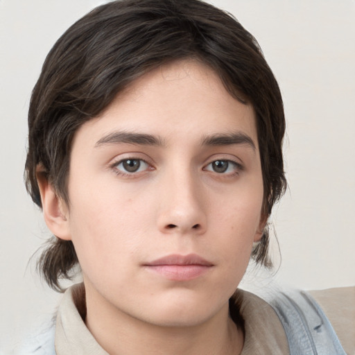 Neutral white young-adult male with medium  brown hair and brown eyes