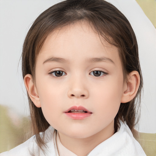 Neutral white child female with medium  brown hair and brown eyes