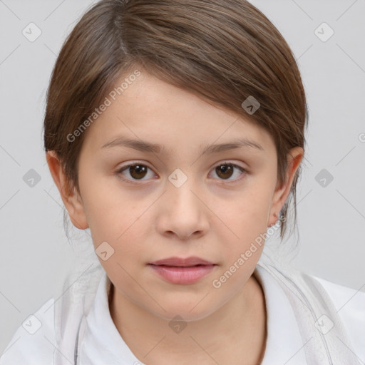 Neutral white child female with medium  brown hair and brown eyes