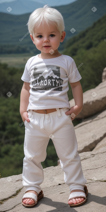 Macedonian infant boy with  white hair