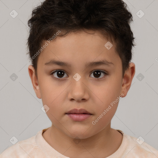 Neutral white child male with short  brown hair and brown eyes