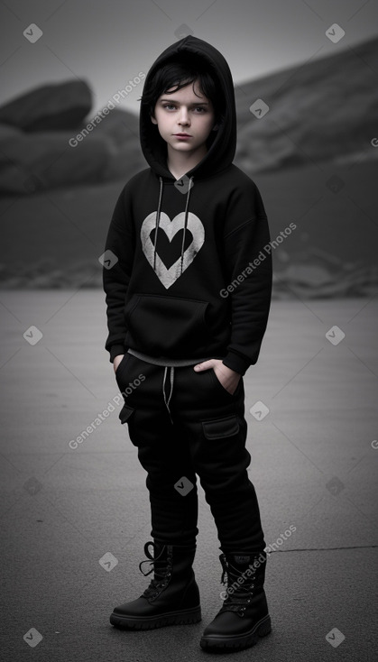 Caucasian child male with  black hair