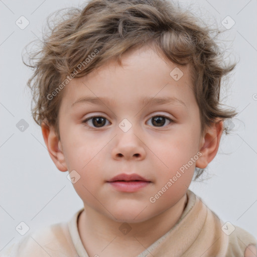 Neutral white child male with short  brown hair and brown eyes