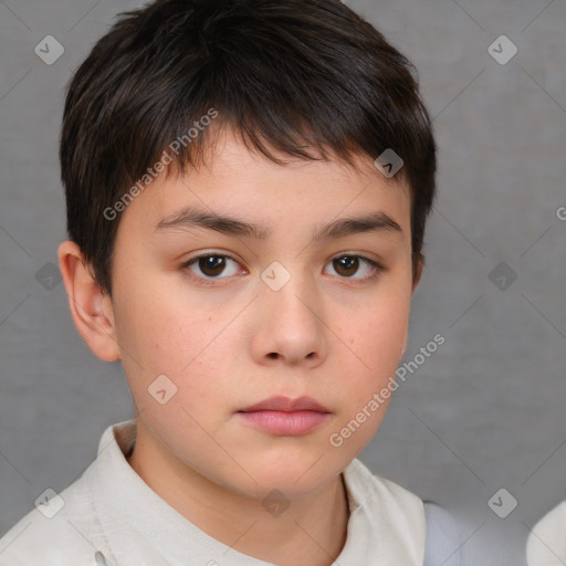 Neutral white child male with short  brown hair and brown eyes