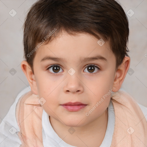 Neutral white child male with short  brown hair and brown eyes