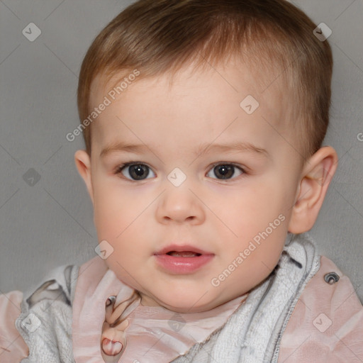 Neutral white child female with short  brown hair and brown eyes