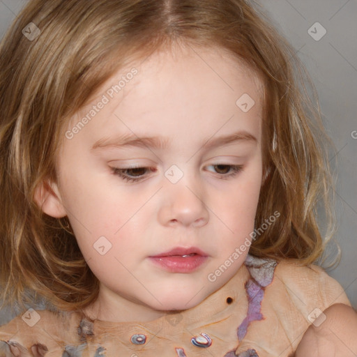 Neutral white child female with medium  brown hair and brown eyes