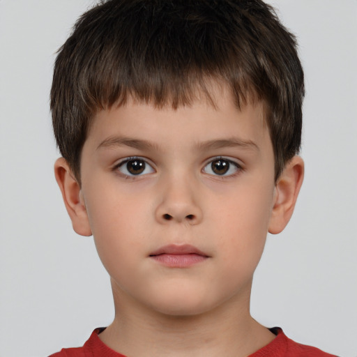 Neutral white child male with short  brown hair and brown eyes