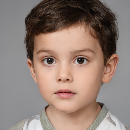 Neutral white child male with short  brown hair and brown eyes