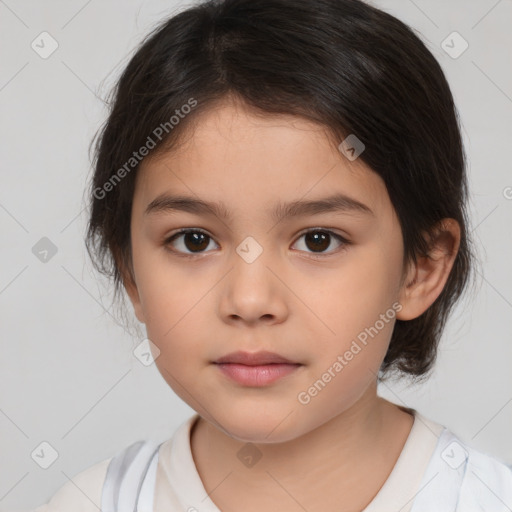 Neutral white child female with medium  brown hair and brown eyes