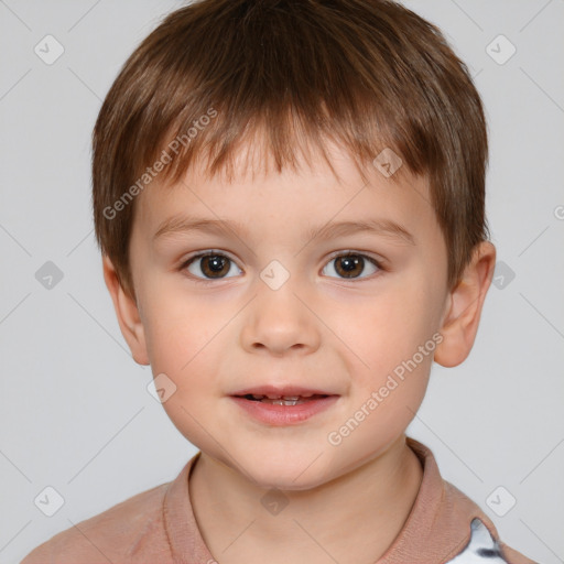 Neutral white child male with short  brown hair and brown eyes