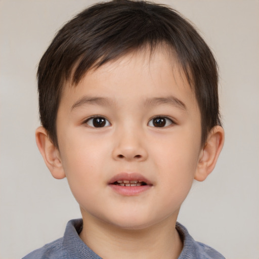 Neutral white child male with short  brown hair and brown eyes