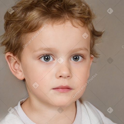 Neutral white child male with short  brown hair and brown eyes