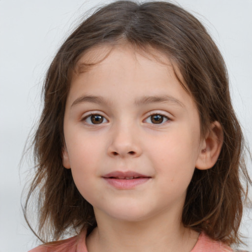 Neutral white child female with medium  brown hair and brown eyes