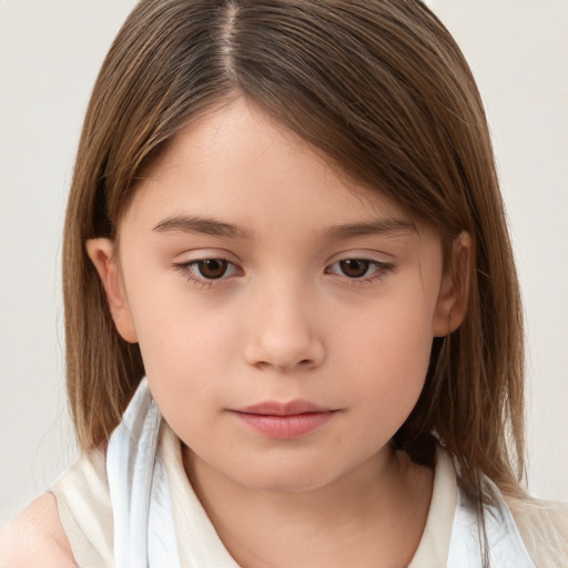 Neutral white child female with medium  brown hair and brown eyes