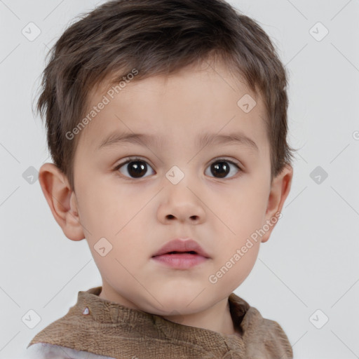 Neutral white child male with short  brown hair and brown eyes