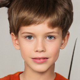 Neutral white child male with short  brown hair and brown eyes